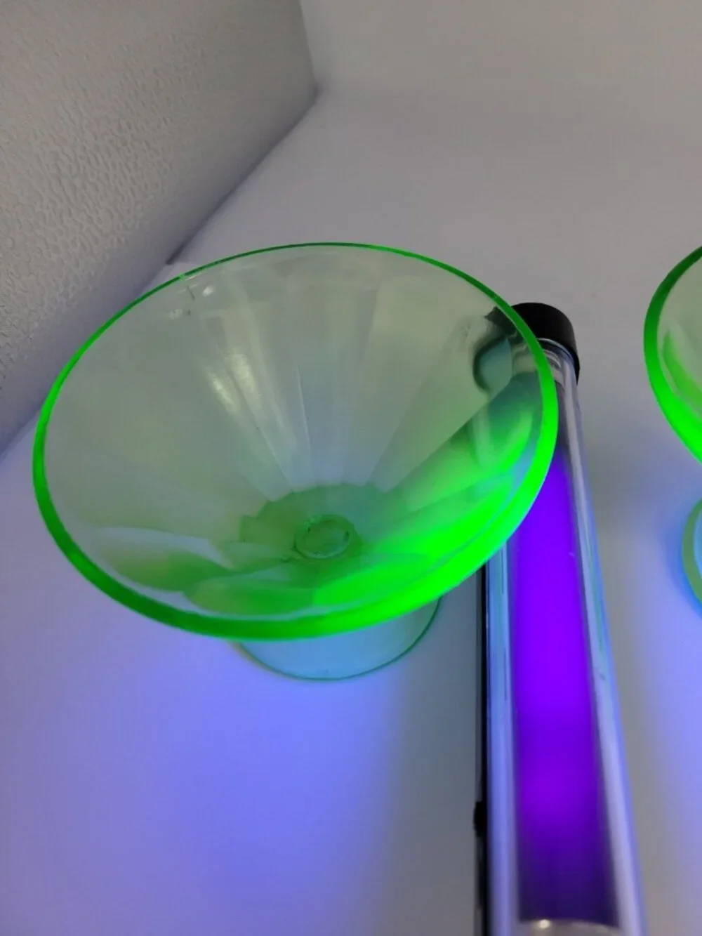 2 Vintage Federal Glass Sherbet Dish Uranium Green Depression 1920's ice cream